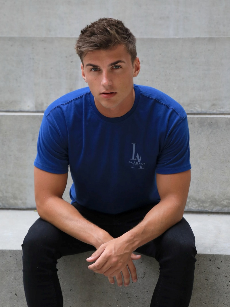 Vintage Blue Blakely Sports Club Relaxed T-Shirt | XOME-37961