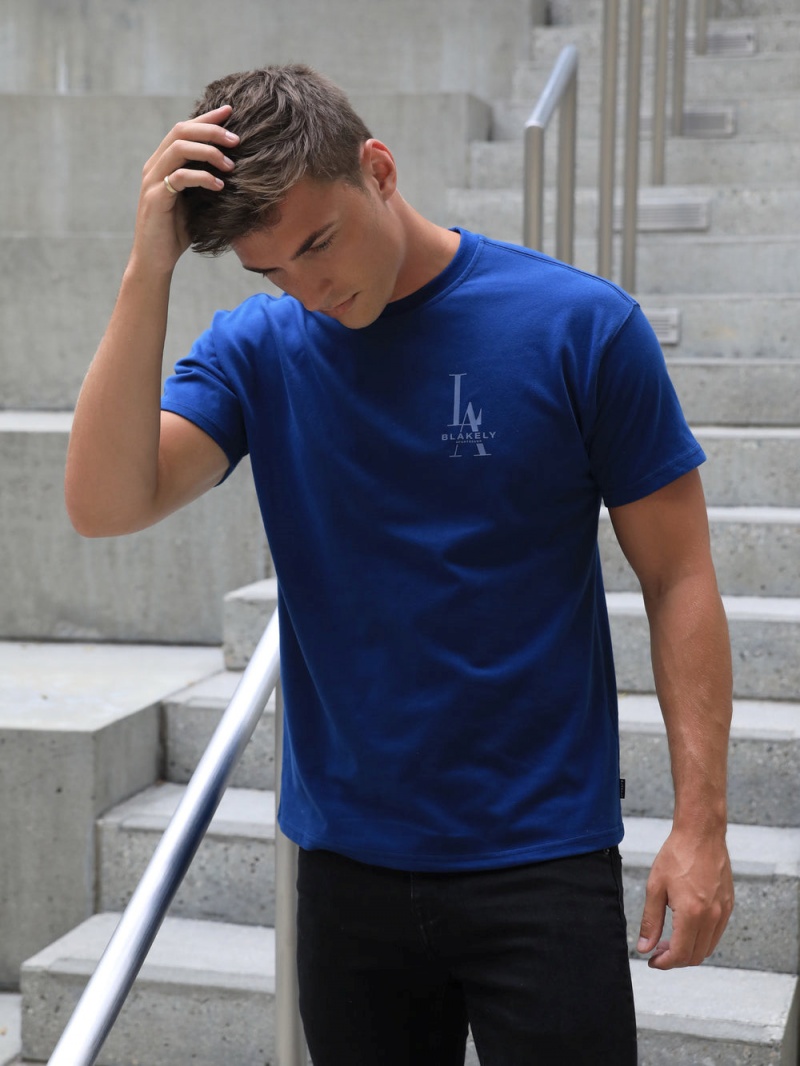 Vintage Blue Blakely Sports Club Relaxed T-Shirt | XOME-37961