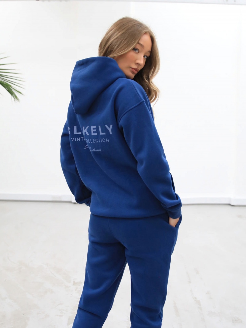 Vintage Blue Blakely Women's Sports Club Relaxed Hoodie | LTGI-49516