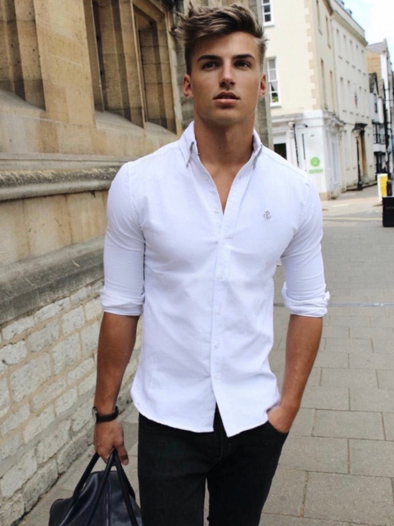 White Blakely Aylsham Fitted Stretch Shirt | RPYJ-65849