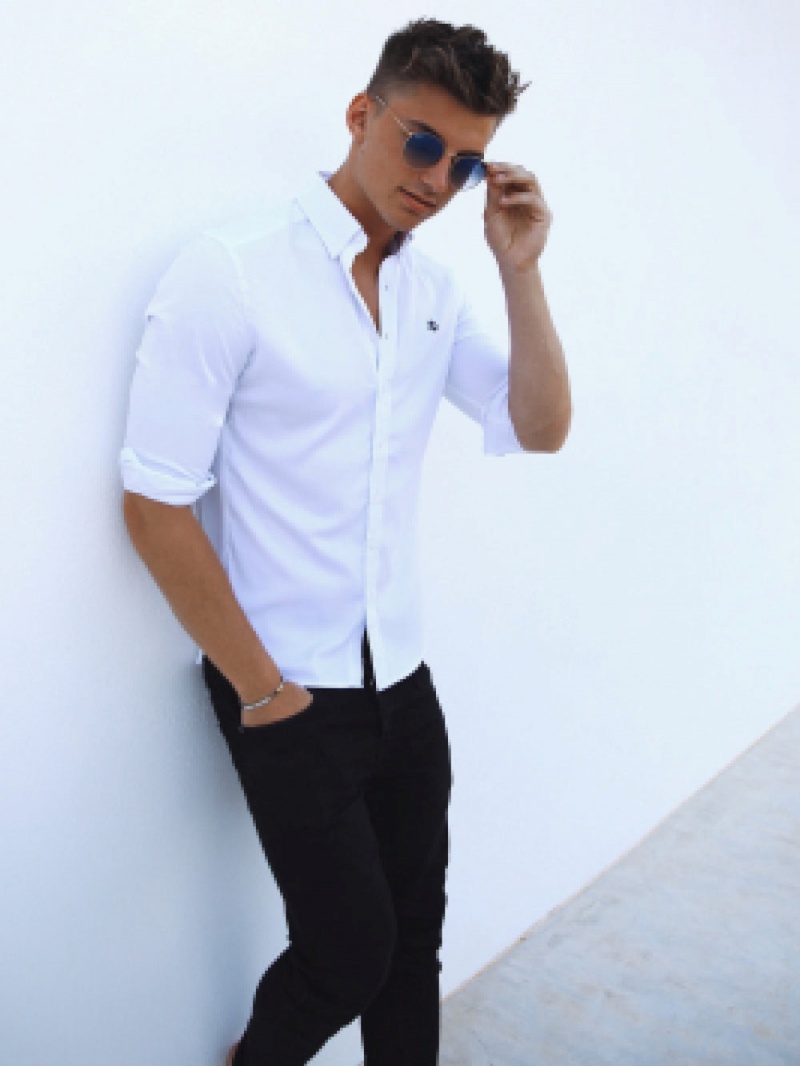 White Blakely Caspian Fitted Stretch Shirt | FZXW-80176