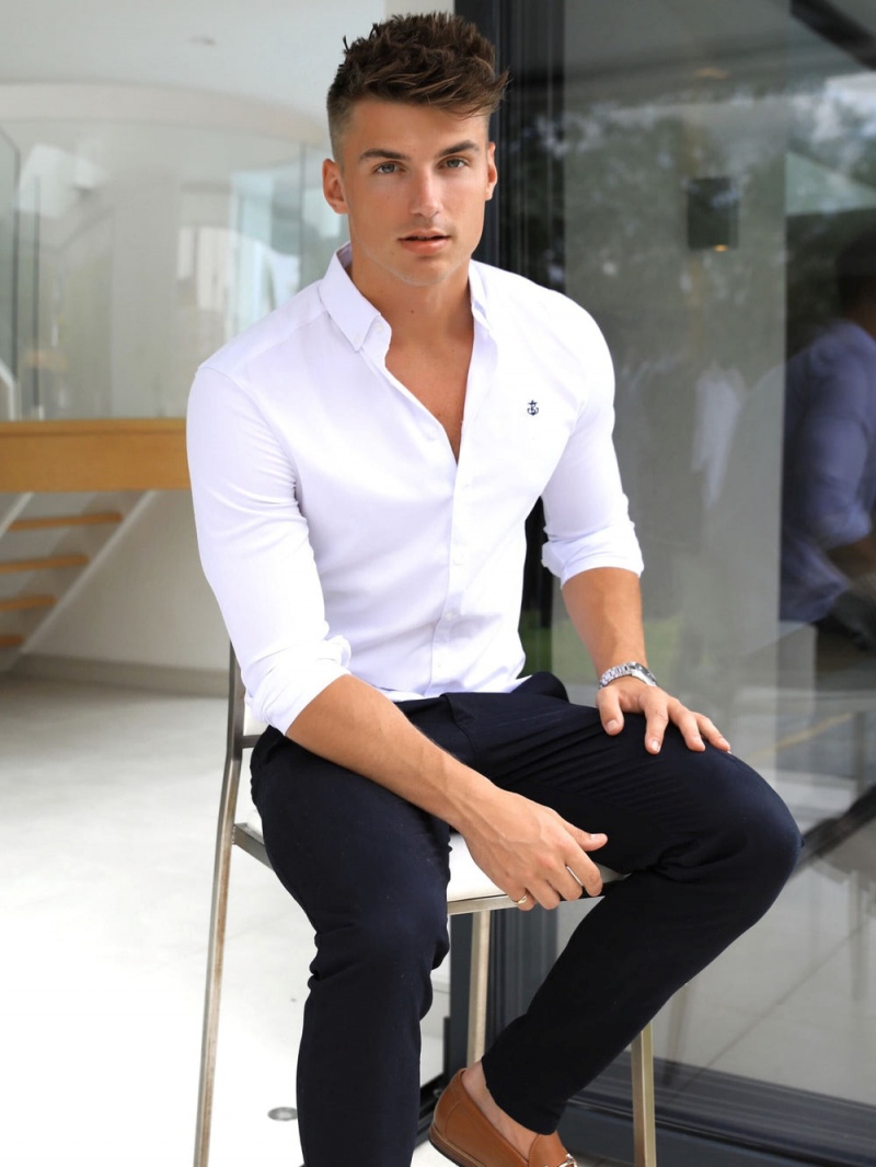 White Blakely Caspian Fitted Stretch Shirt | FZXW-80176