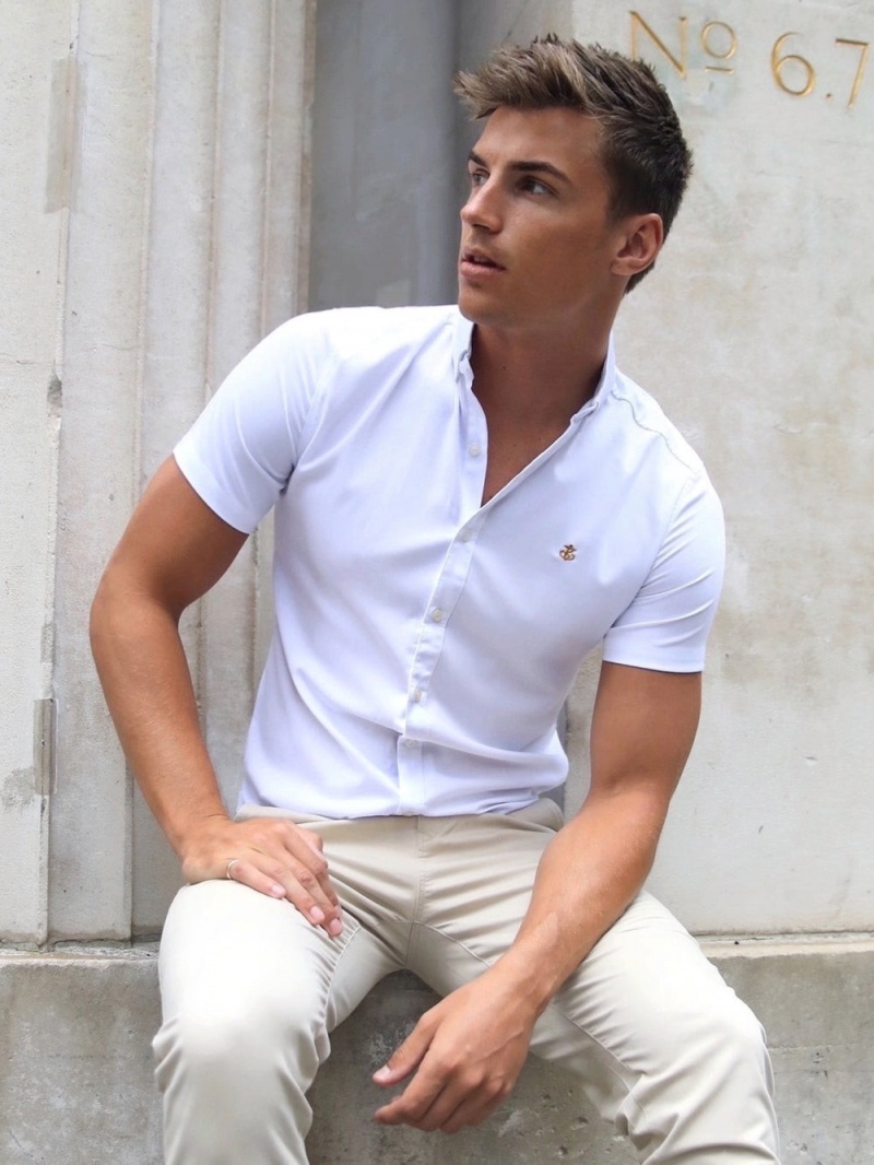 White Blakely Melbourne Short Sleeve Shirt | BVUK-13904