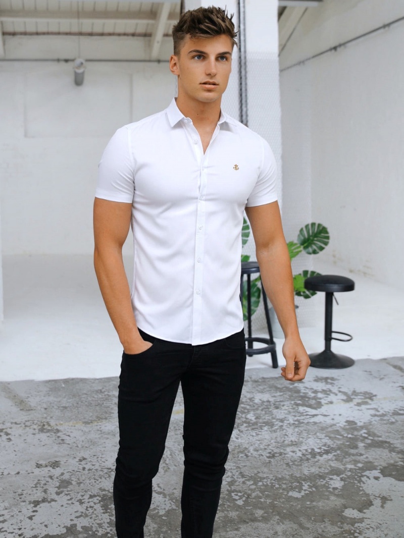 White Blakely Melbourne Short Sleeve Shirt | BVUK-13904