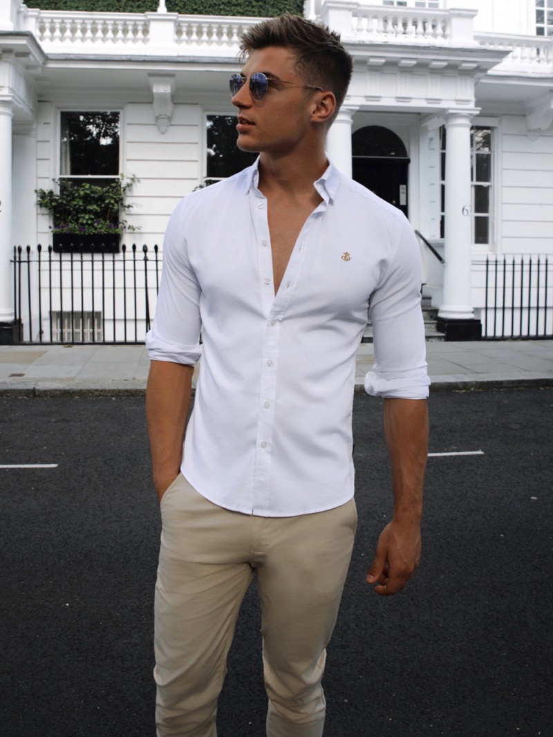 White Blakely Monaco Fitted Stretch Shirt | JLUD-35264