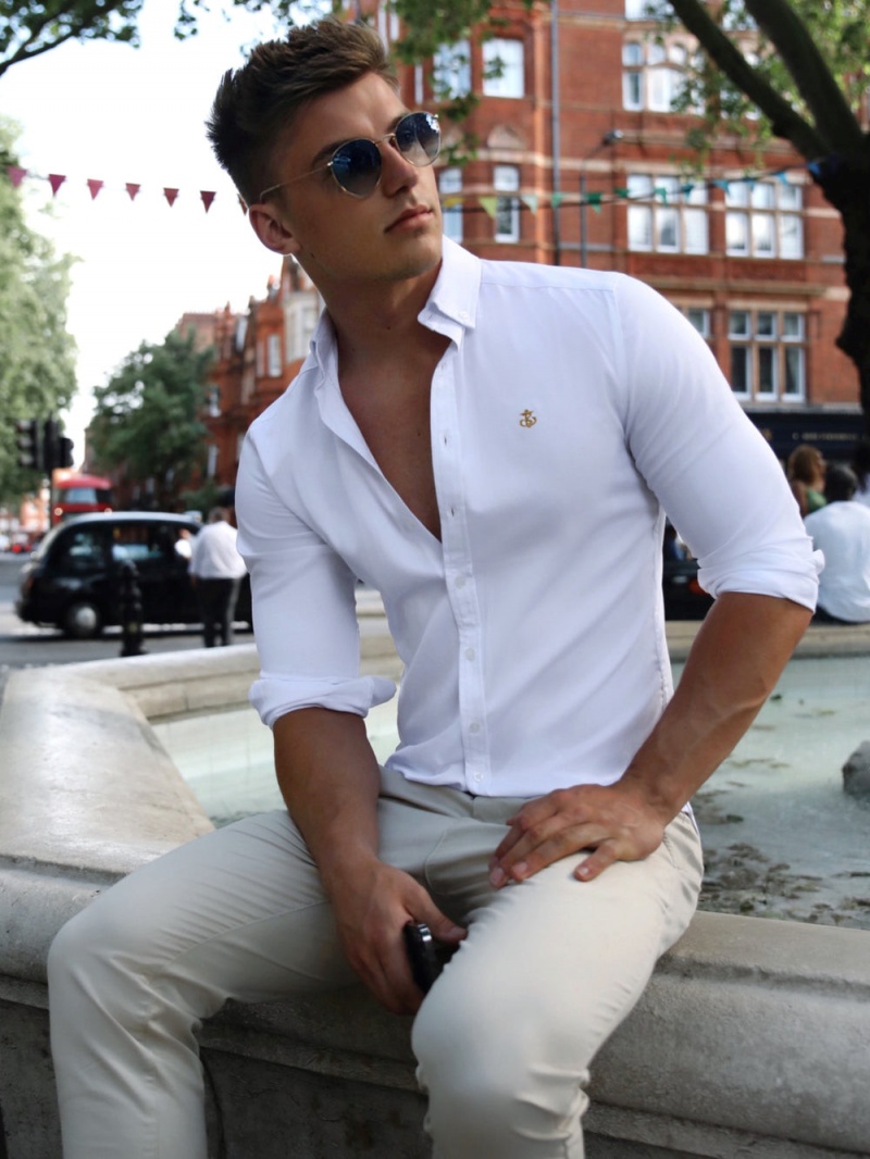 White Blakely Monaco Fitted Stretch Shirt | JLUD-35264