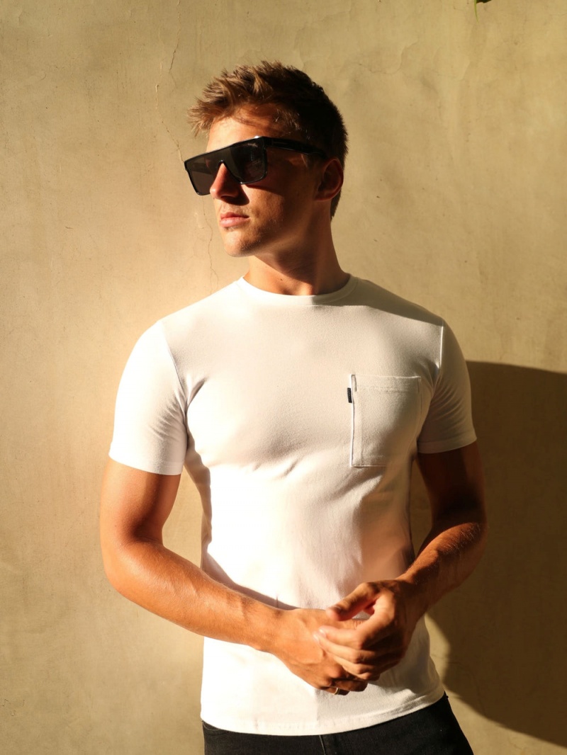 White Blakely Pocket T-Shirt | LYPK-86140