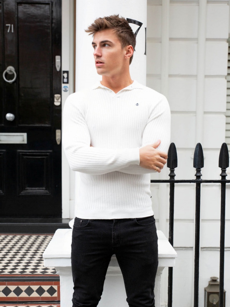 White Blakely Salisbury Ribbed Polo | YXPR-74628
