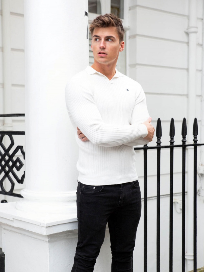 White Blakely Salisbury Ribbed Polo | YXPR-74628